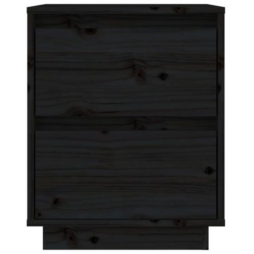 Sengeborde 2 stk. 40x35x50 cm massivt fyrretræ sort