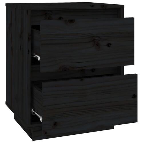 Sengeborde 2 stk. 40x35x50 cm massivt fyrretræ sort