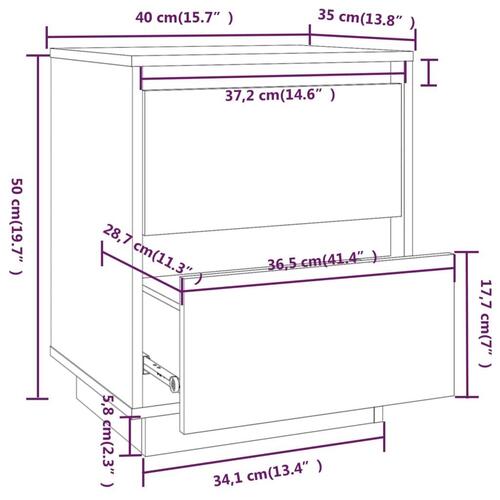 Sengeborde 2 stk. 40x35x50 cm massivt fyrretræ sort