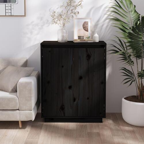 Skænk 60x34x75 cm massivt fyrretræ sort