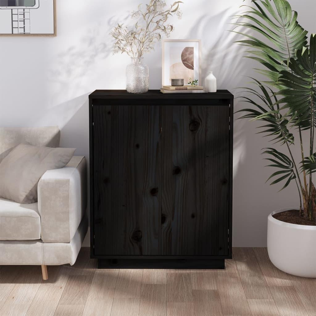 Skænk 60x34x75 cm massivt fyrretræ sort
