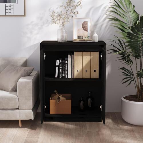 Skænk 60x34x75 cm massivt fyrretræ sort