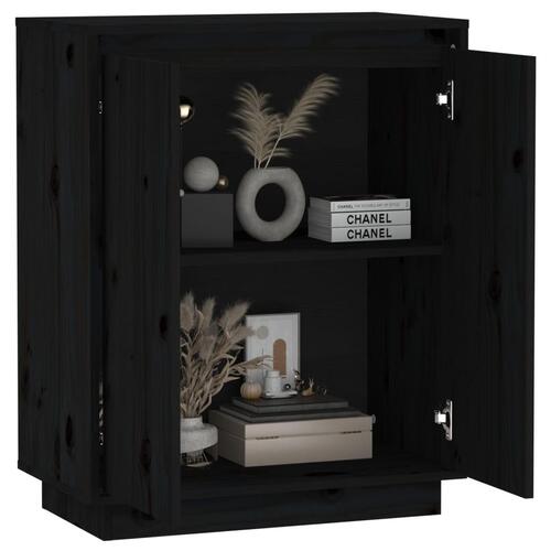 Skænk 60x34x75 cm massivt fyrretræ sort