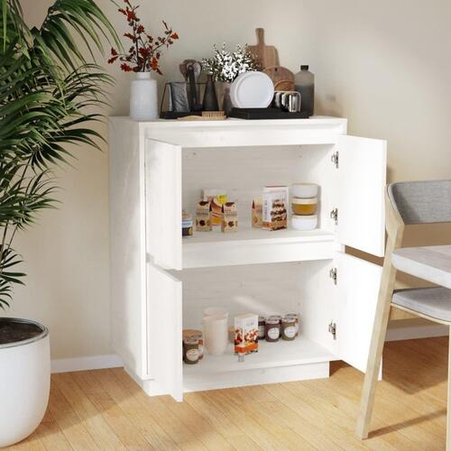 Skænk 60x34x75 cm massivt fyrretræ hvid