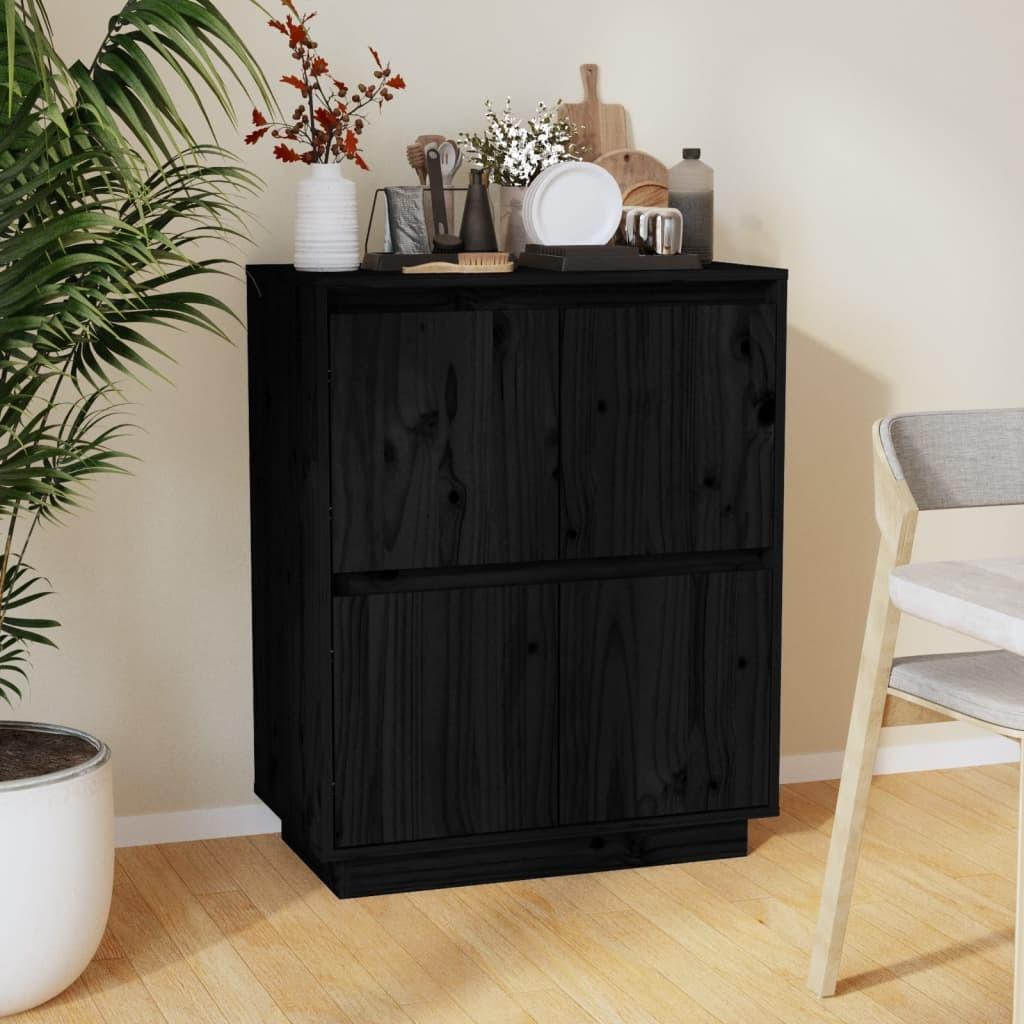 Skænk 60x34x75 cm massivt fyrretræ sort