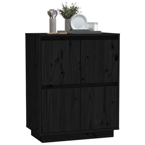 Skænk 60x34x75 cm massivt fyrretræ sort