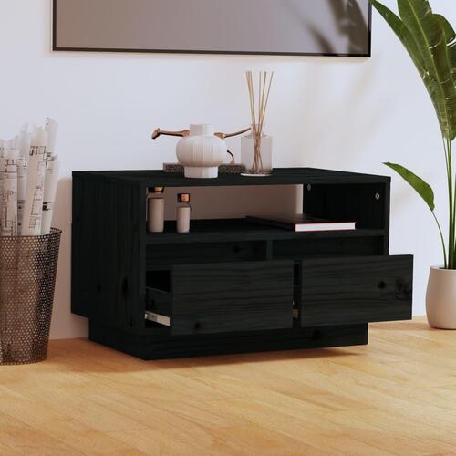 Tv-bord 60x35x37 cm massivt fyrretræ sort