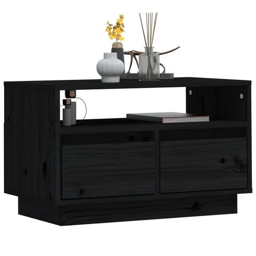 Tv-bord 60x35x37 cm massivt fyrretræ sort