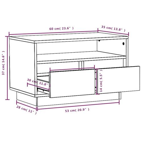 Tv-bord 60x35x37 cm massivt fyrretræ sort