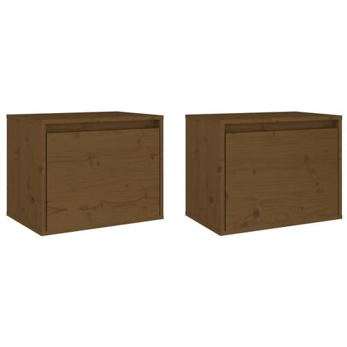 Vægskabe 2 stk. 45x30x35 cm massivt fyrretræ honningbrun