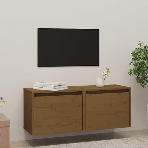 Vægskabe 2 stk. 45x30x35 cm massivt fyrretræ honningbrun