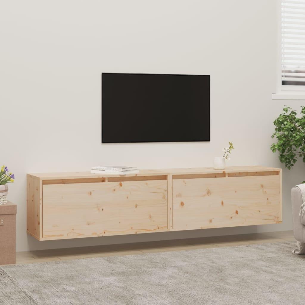 Vægskabe 2 stk. 80x30x35 cm massivt fyrretræ