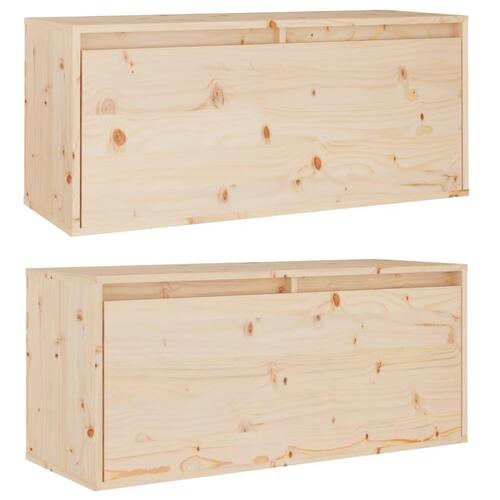 Vægskabe 2 stk. 80x30x35 cm massivt fyrretræ