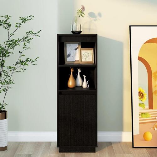 Højskab 37x34x110 cm massivt fyrretræ sort