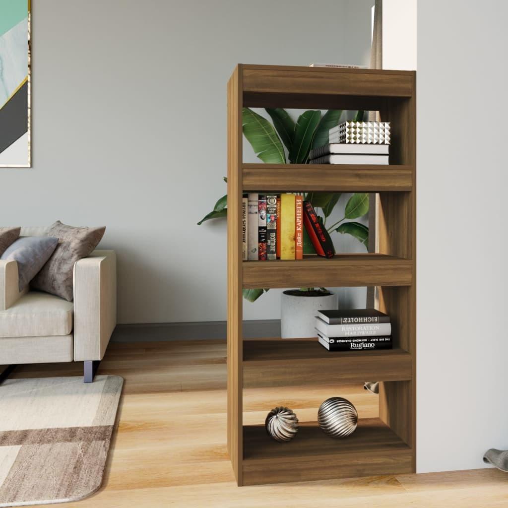 Bogreol/rumdeler 60x30x135 cm konstrueret træ brun eg