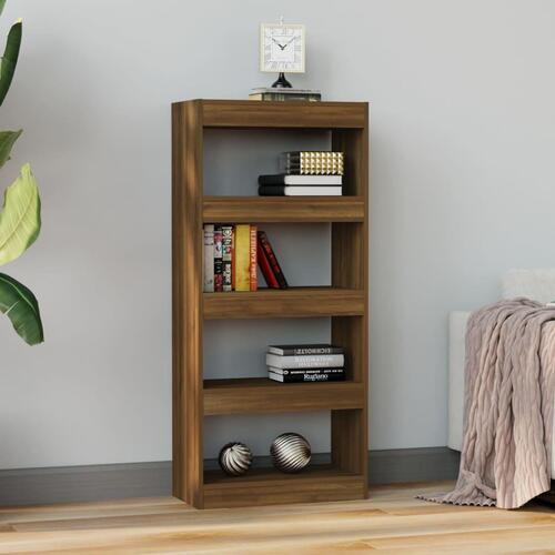 Bogreol/rumdeler 60x30x135 cm konstrueret træ brun eg
