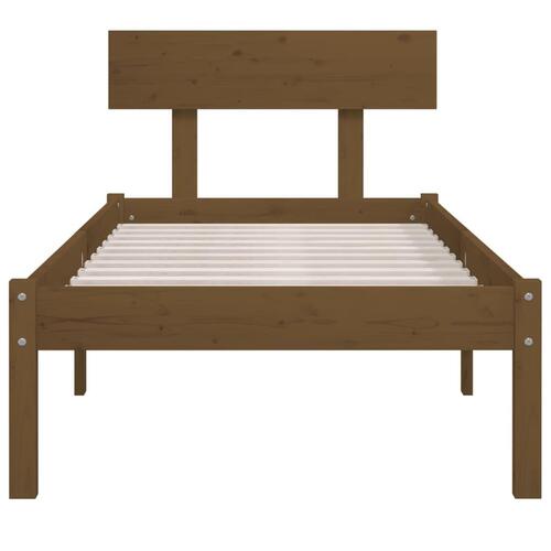 Sengestel 90x190 cm Single massivt fyrretræ gyldenbrun