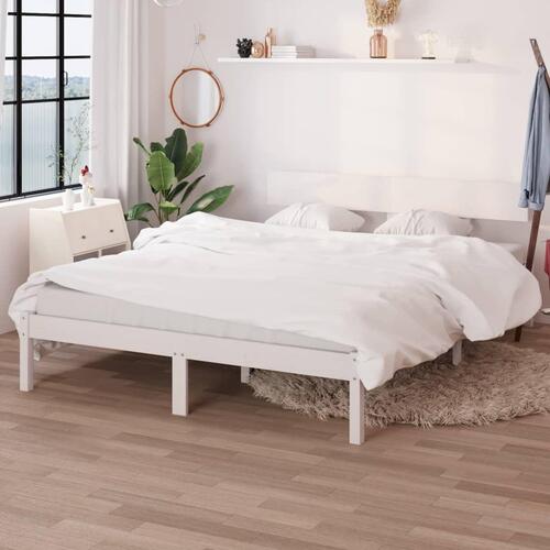 Sengeramme 150x200 cm King Size massivt fyrretræ hvid
