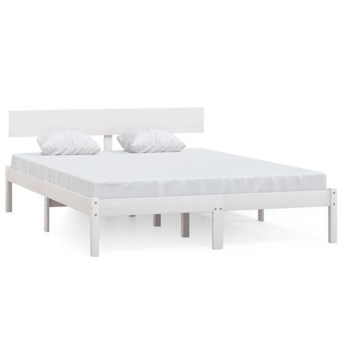 Sengeramme 150x200 cm King Size massivt fyrretræ hvid
