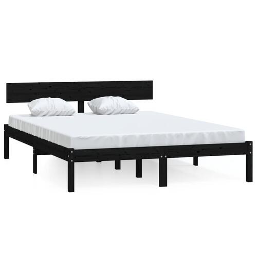 Sengeramme 150x200 cm King Size massivt fyrretræ sort