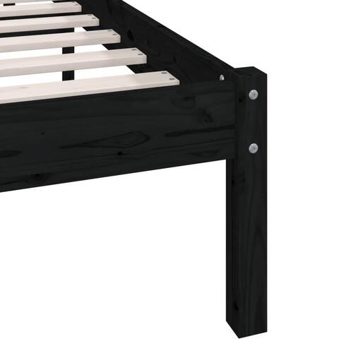 Sengeramme 150x200 cm King Size massivt fyrretræ sort