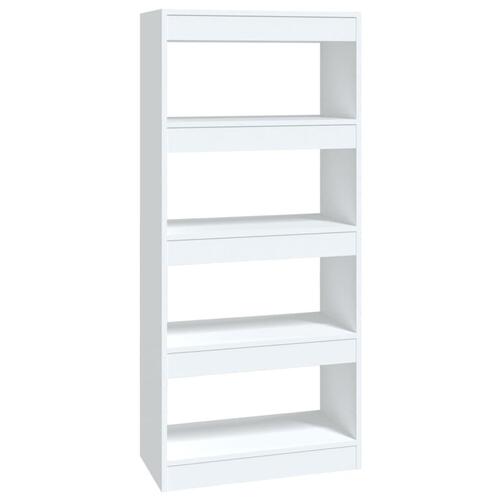 Bogreol/rumdeler 60x30x135 cm konstrueret træ hvid