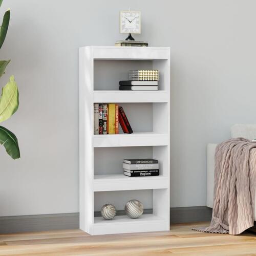 Bogreol/rumdeler 60x30x135 cm konstrueret træ hvid højglans