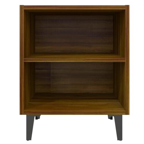 Sengeborde med metalben 2 stk. 40x30x50 brun egetræsfarve