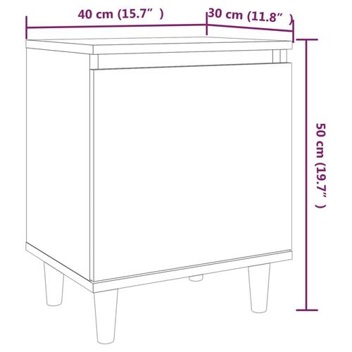 Sengeborde 2 stk. med massive træben 40x30x50 cm røget egetræ