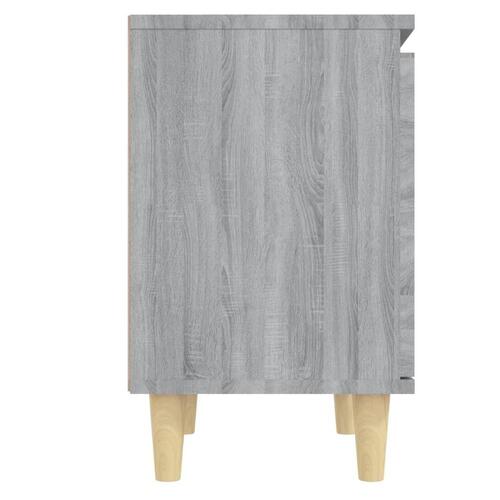 Sengebord med massive træben 40x30x50 cm grå sonoma-eg