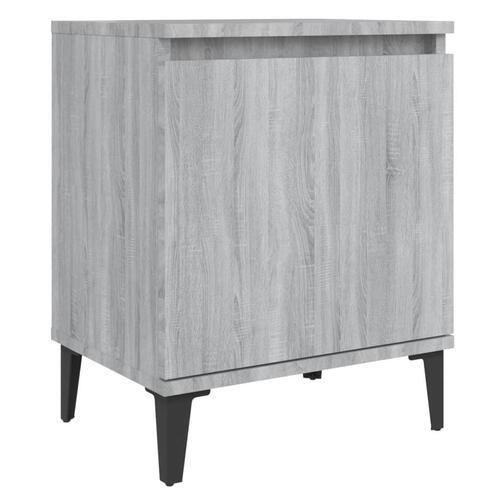 Sengebord med metalben 40x30x50 cm grå sonoma-eg