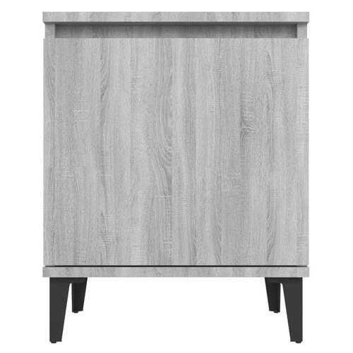 Sengebord med metalben 40x30x50 cm grå sonoma-eg