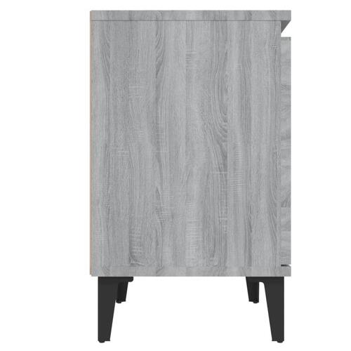 Sengebord med metalben 40x30x50 cm grå sonoma-eg
