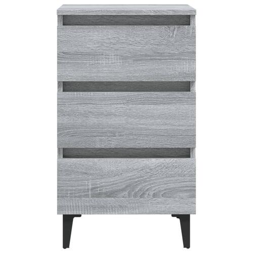 Sengebord med metalben 40x35x69 cm grå sonoma-eg