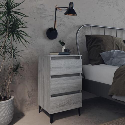 Sengeborde 2 stk. med metalben 40x35x69 cm grå sonoma-eg