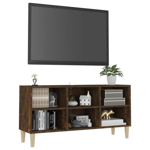Tv-bord med massive træben 103,5x30x50 cm røget egetræsfarve