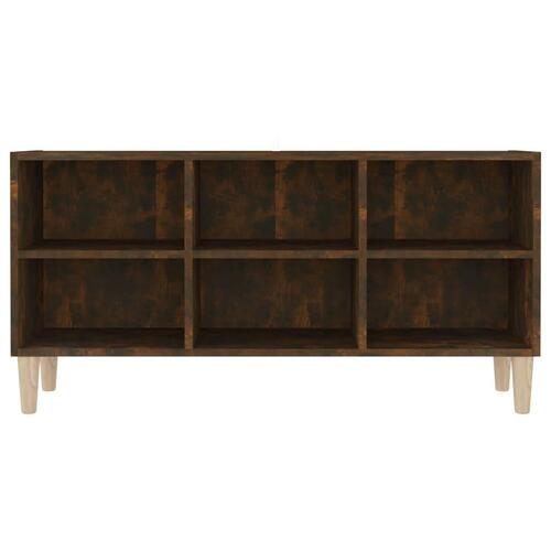 Tv-bord med massive træben 103,5x30x50 cm røget egetræsfarve