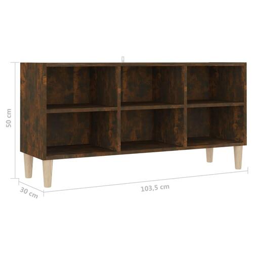 Tv-bord med massive træben 103,5x30x50 cm røget egetræsfarve