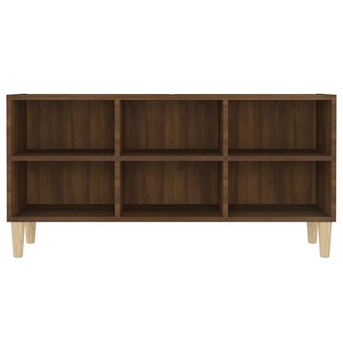 Tv-bord med massive træben 103,5x30x50 cm brun eg