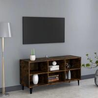 Tv-bord med metalben 103,5x30x50 cm sonoma-eg
