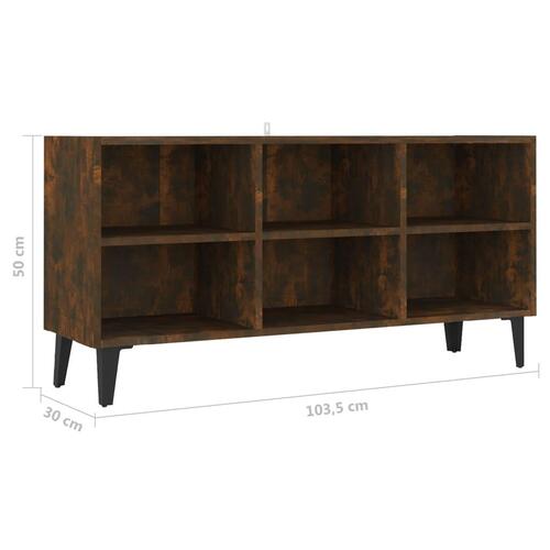 Tv-bord med metalben 103,5x30x50 cm sonoma-eg