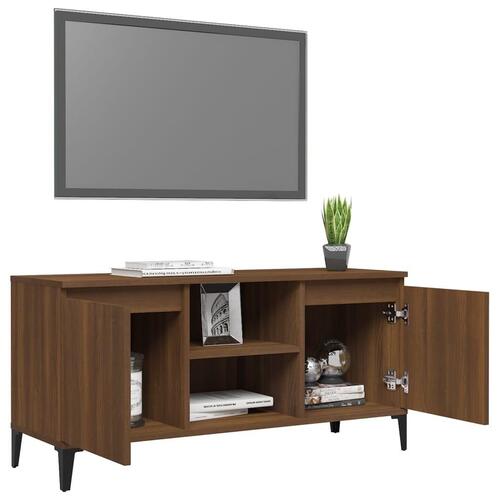 Tv-bord med metalben 103,5x35x50 cm brun egetræsfarve