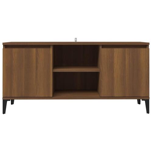 Tv-bord med metalben 103,5x35x50 cm brun egetræsfarve