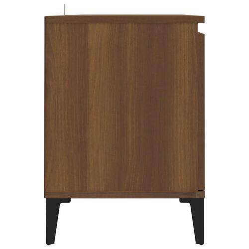 Tv-bord med metalben 103,5x35x50 cm brun egetræsfarve