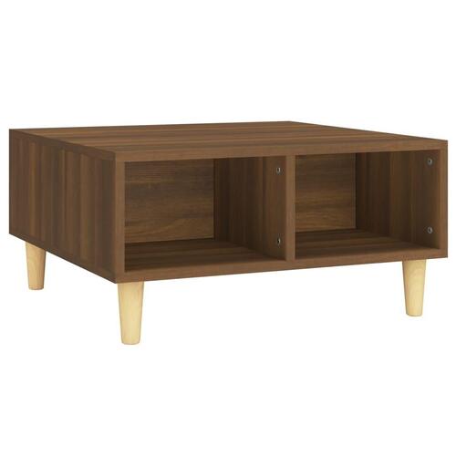 Sofabord 60x60x30 cm konstrueret træ brun egetræ