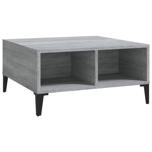 Sofabord 60x60x30 cm konstrueret træ grå sonoma-eg
