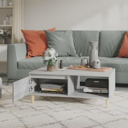 Sofabord 90x60x35 cm konstrueret træ grå sonoma-eg