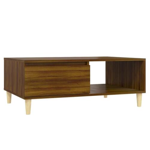 Sofabord 90x60x35 cm konstrueret træ brun egetræsfarve