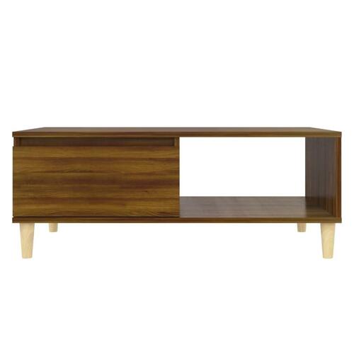 Sofabord 90x60x35 cm konstrueret træ brun egetræsfarve