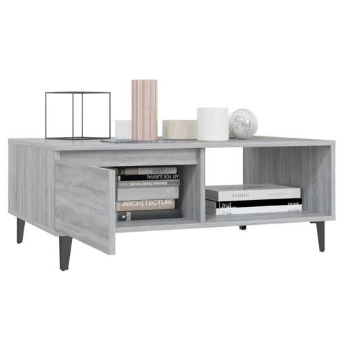 Sofabord 90x60x35 cm konstrueret træ grå sonoma-eg